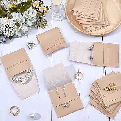 Square PU Leather Jewelry Flip Pouches with Random Color Lining PAAG-CL0001-02B-1
