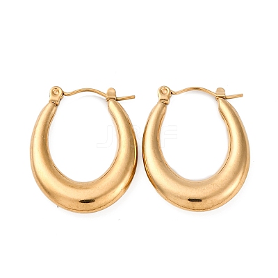 Ion Plating(IP) 304 Stainless Steel Chunky Oval Hoop Earrings for Women EJEW-F283-08G-1-1