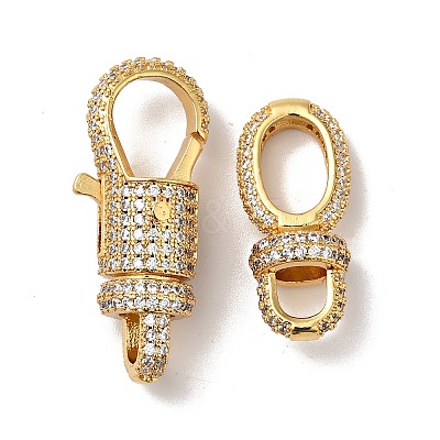 Brass Micro Pave Clear Cubic Zirconia Interlocking Clasps KK-J301-01-1