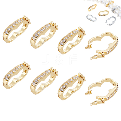 8Pcs Rack Plating Brass Micro Pave Clear Cubic Zirconia Twister Clasps ZIRC-WR0001-04G-1