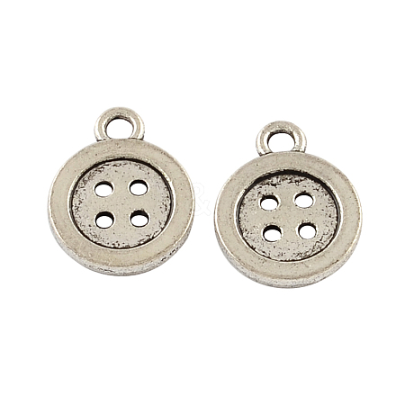 4-Hole Button Tibetan Style Zinc Alloy Charms X-TIBEP-R334-167AS-RS-1