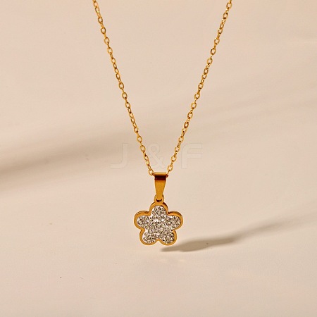 304 Stainless Steel Crystal Rhinestone Pendant Necklaces FS-WG5BCFA-04-1
