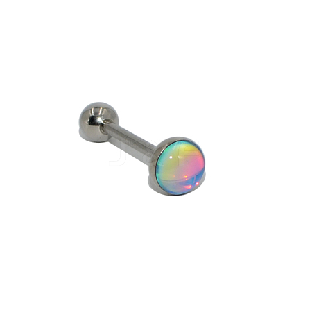 304 Stainless Steel Enamel Flat Round Straight Barbell Piercing Tongue Rings for Women Men WG3BA20-20-1