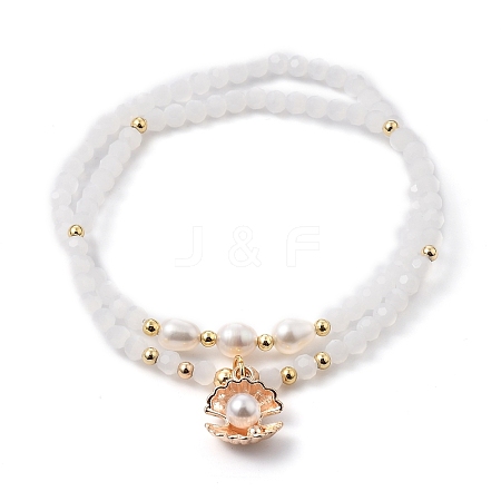 Faceted Glass Bead Stretch Bracelets BJEW-JB05488-02-1