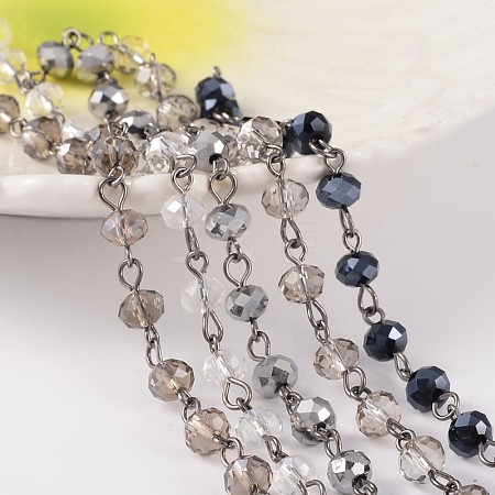 Handmade Glass Beaded Chains for Necklaces Bracelets Making AJEW-JB00173-1