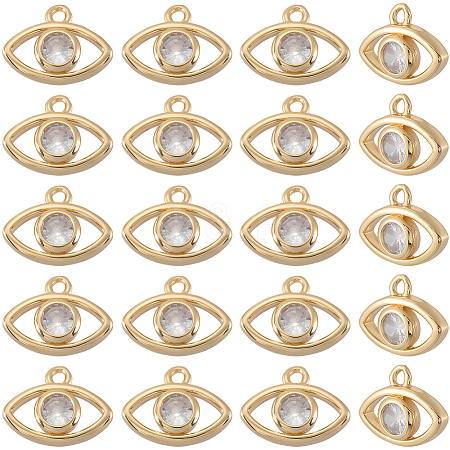 20Pcs Brass Micro Pave Cubic Zirconia Charms KK-BBC0019-07-1