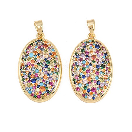 Brass Micro Pave Cubic Zirconia Pendants KK-B157-08G-02-1