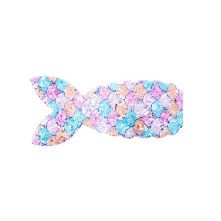 Fish Scale Shiny Cloth Snap Hair Clips PW-WG87473-05-1