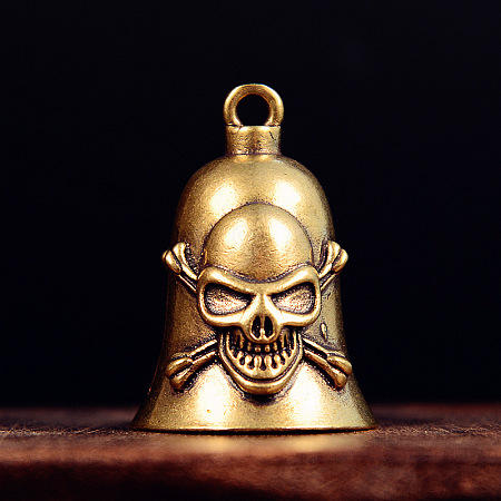 Skull Cross Brass Mini Altar Bells for Witchcraft Wiccan Altar Supplies PW-WGB1A40-01-1