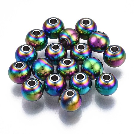 Rack Plating Rainbow Color 304 Stainless Steel Beads STAS-S119-081C-01-1