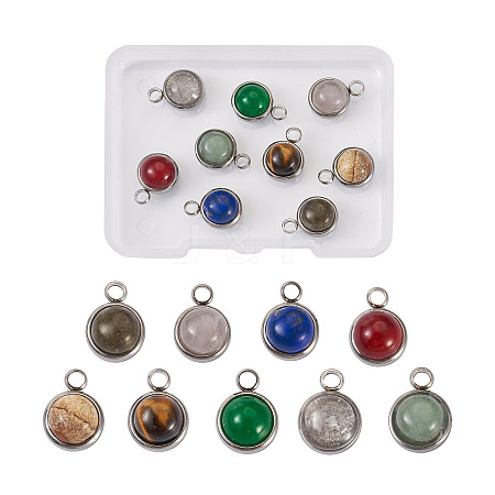 9Pcs 9 Styles Natural Mixed Stone Charms G-FW0001-28-1