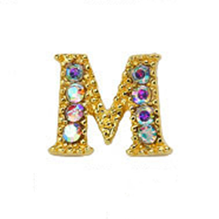 Alloy Gold Rhinetone Letters Nail Stud Cabochons MRMJ-S047-023M-1