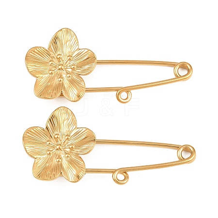 Peach Blossom 304 Stainless Steel Safety Pins Brooch Findings SA-CBA098D-14B-G01-1