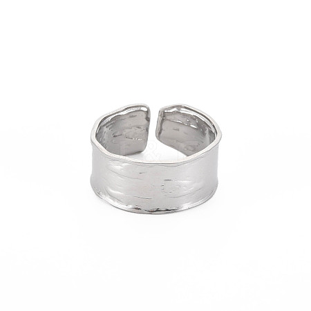 Non-Tarnish 304 Stainless Steel Plain Band Open Cuff Ring for Women RJEW-S405-180P-1