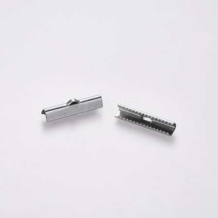 304 Stainless Steel Ribbon Crimp Ends STAS-S112-001G-P-1
