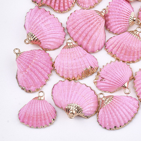 Spray Paint & Electroplate Sea Shell Pendants SSHEL-S262-08H-1