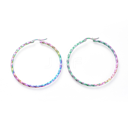Electroplated 304 Stainless Steel Big Hoop Earrings EJEW-G258-02B-1