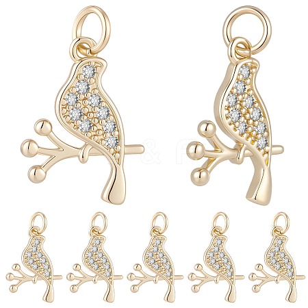 10Pcs Brass Micro Pave Clear Cubic Zirconia Pendants KK-BBC0024-49-1