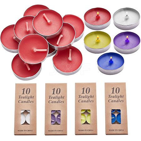 5 Boxes 5 Colors Flat Round Paraffin Candles DIY-SZ0002-35-1