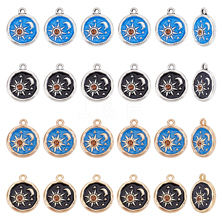 24Pcs 4 Colors Zinc Alloy Enamel Pendants ENAM-AR0001-95-1