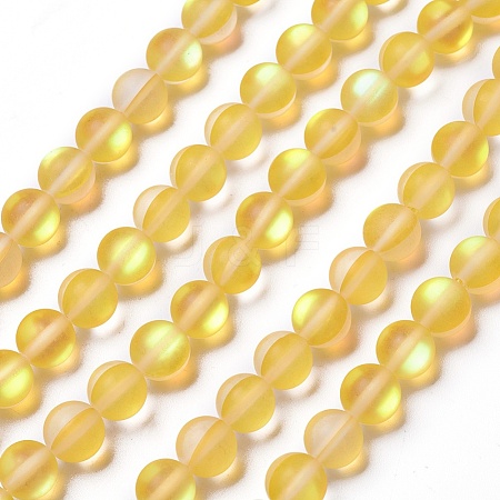 Synthetic Moonstone Beads Strands G-F142-6mm-10-1