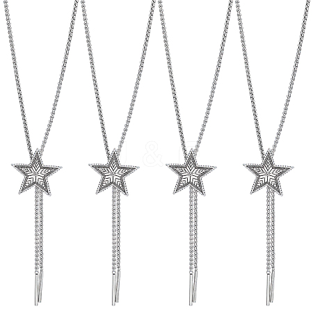 4Pcs Alloy Star Boho Tie Lariat Necklaces for Women NJEW-ME0001-21-1