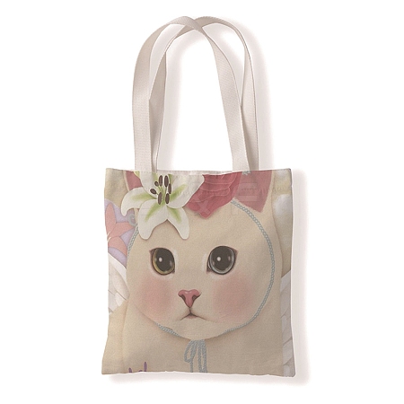 Cat Pattern Canvas Women's Tote Bags PW-WGA189E-19-1