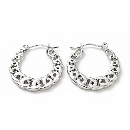 304 Stainless Steel Curb Chains Hoop Earrings for Women EJEW-G293-06P-1