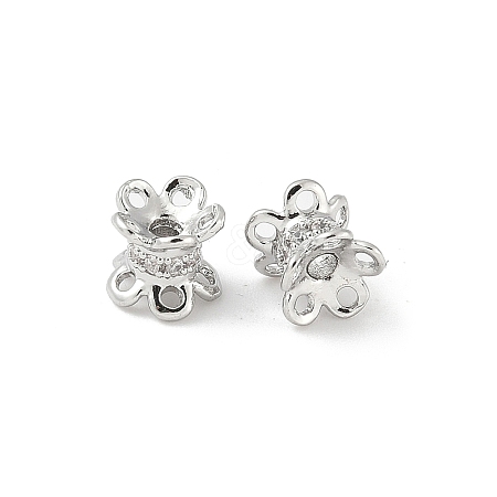 Brass Micro Pave Clear Cubic Zirconia Bead Caps KK-V015-24P-1