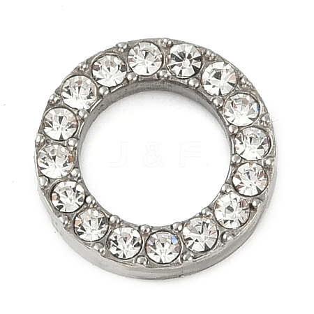 304 Stainless Steel Crystal Rhinestone Linking Rings STAS-Z082-01P-01-1