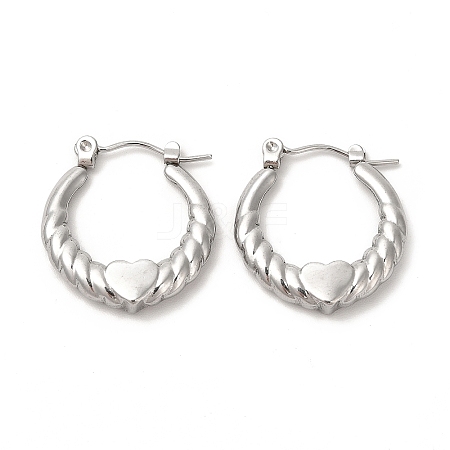 Non-Tarnish 304 Stainless Steel Heart Hoop Earrings for Women EJEW-L237-05P-1