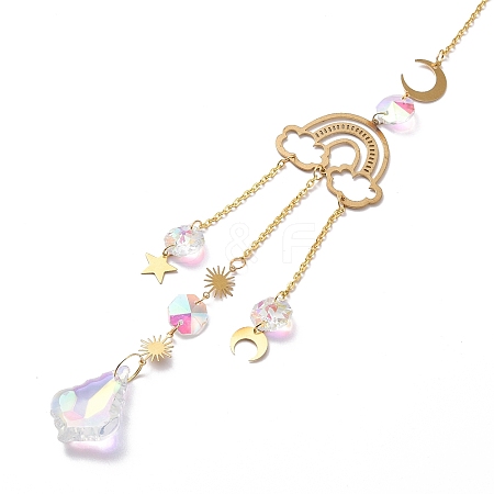 Faceted Glass Sun Catcher Pendant Decorations LS-AJEW-A037-10G-1