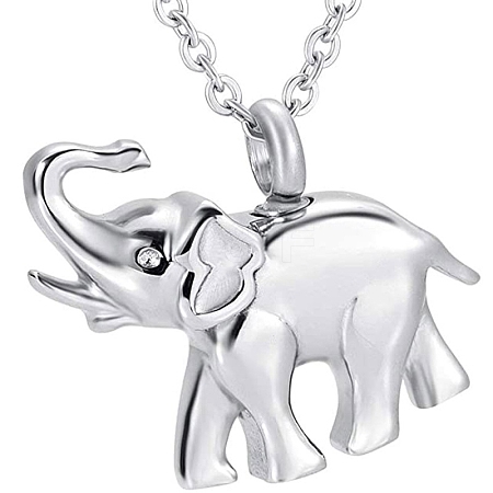 Stainless Steel Elephant Pendant Urn Ashes Necklaces PW-WG7E14C-01-1