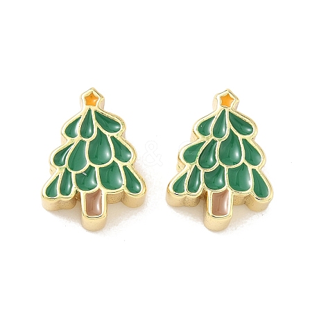 Christmas Brass Enamel Beads KK-I474-G23-1