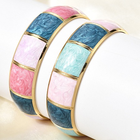 304 Stainless Steel Enamel Bangles for Women BJEW-D408-38G-1