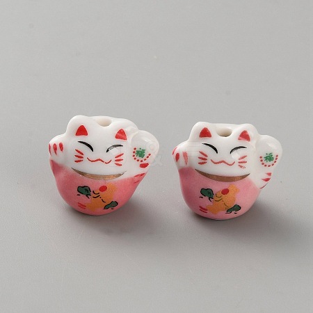Handmade Printed Porcelain Beads PORC-WH0018-03D-1