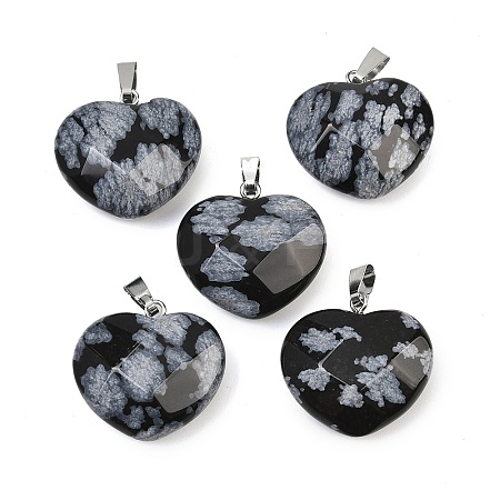Natural Snowflake Obsidian Pendants G-A281-02P-09-1