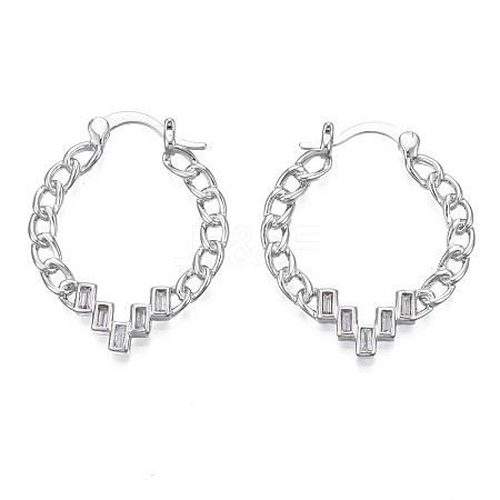 Clear Cubic Zirconia Teardrop Hoop Earring EJEW-N011-56-01P-1