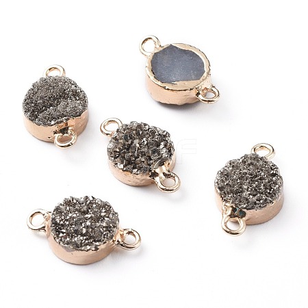 Electroplate Natural Druzy Agate Links Connectors G-L553-56A-1