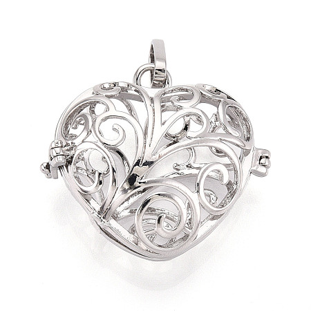 Rack Plating Brass Cage Pendants KK-Q402-08P-1