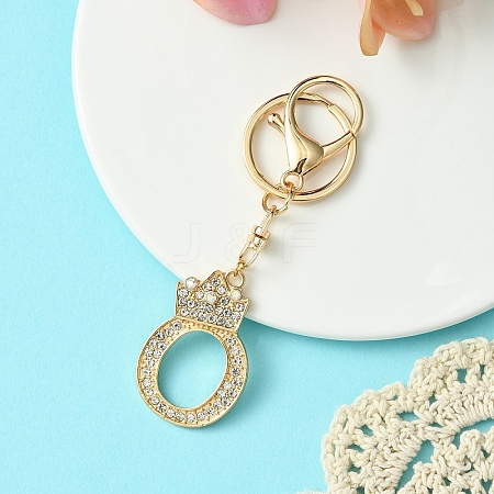 Golden Alloy Rhinestone Keychain KEYC-YW00105-15-1