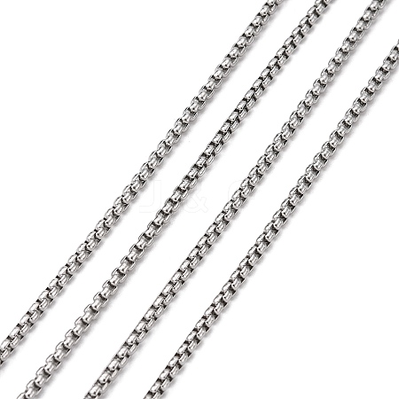 Non-Tarnish 3.28 Feet 304 Stainless Steel Box Chains X-CHS-K001-37B-1