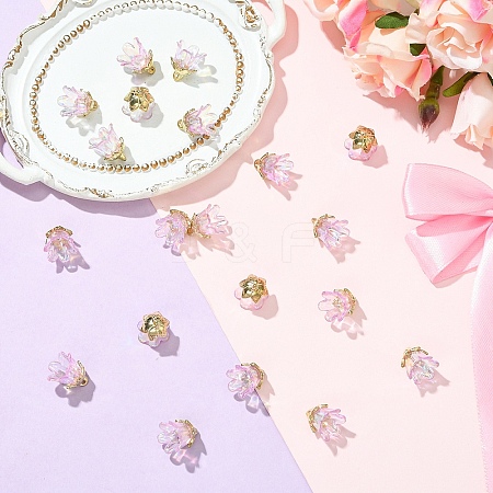 20Pcs Acrylic Flower Charms TACR-YW0003-18G-1