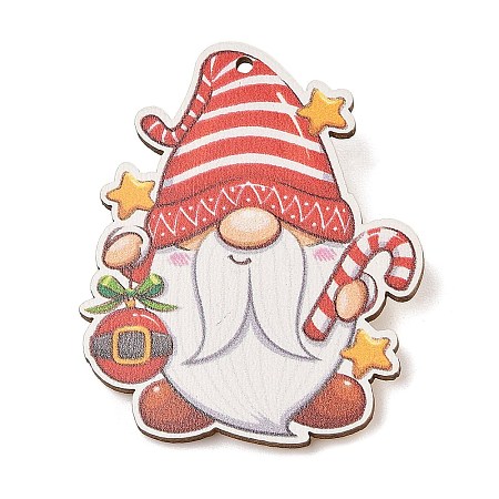 Christmas Theme Wood Printed Brooches for Women JEWB-Z029-01B-1