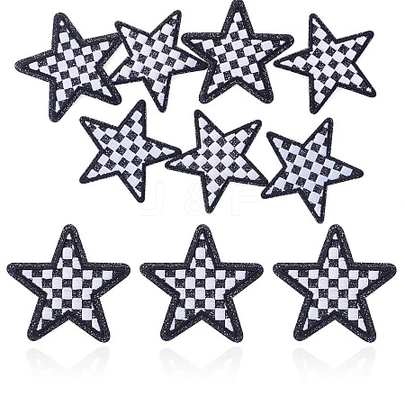 8Pcs Star with Lattice Computerized Embroidery Polyester Iron on/Sew on Patches PATC-TA0001-49C-1