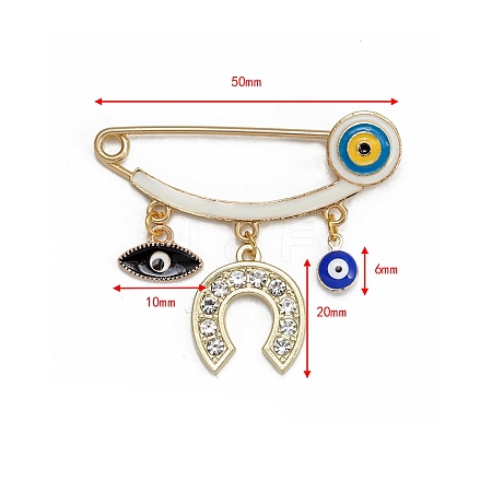 Evil Eye Alloy Rhinestone Charms Brooch PW-WG41819-16-1