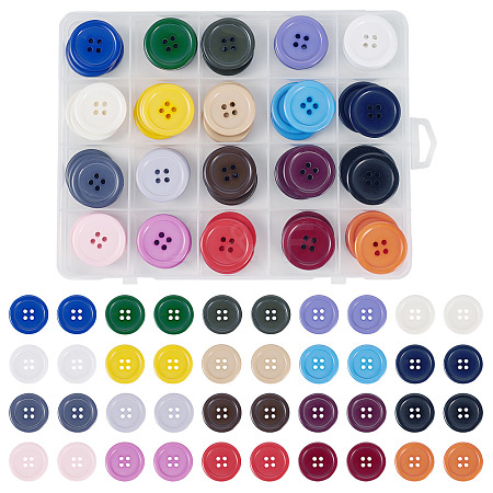 80Pcs 20 Colors 4-Hole Resin Buttons BUTT-TA0001-29A-1