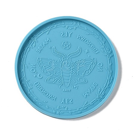 Tarot Theme DIY Flat Round Divination Coaster Food Grade Silicone Molds DIY-G083-02B-1