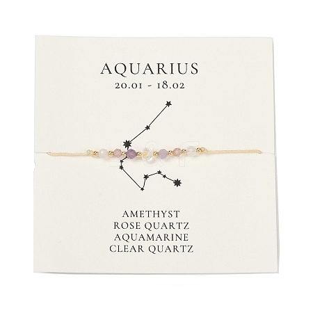 Natural stone constellation bracelet with 12 zodiac signs NR2952-10-1