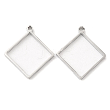 Non-Tarnish 304 Stainless Steel Open Back Bezel Rhombus Pendants LS-STAS-Z040-02A-P-1